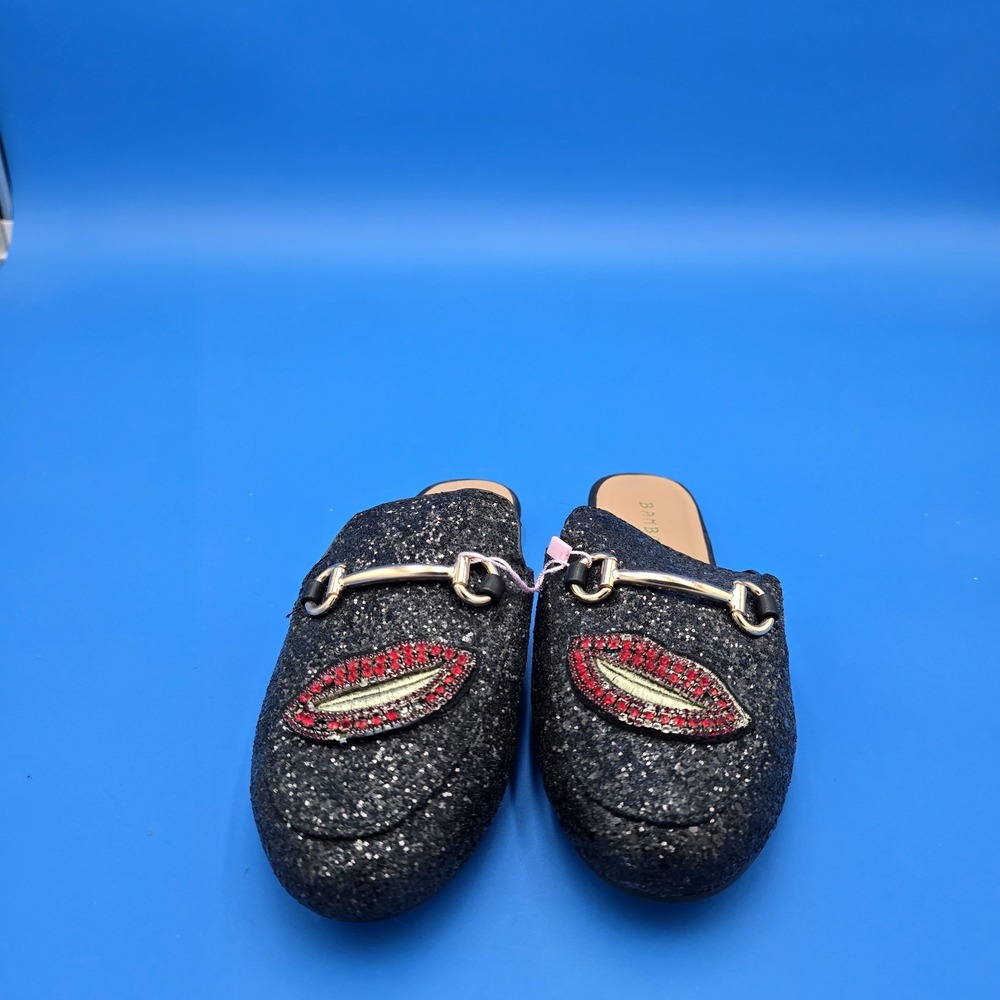 Women's Bamboo Jackpot, Black Glitter Red LIPS  Mules 8M US 38‎ EU New - Picture 3 of 8
